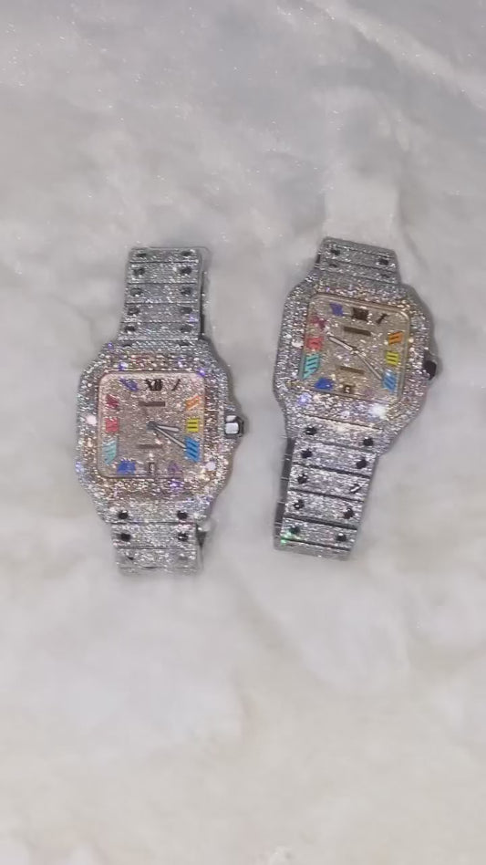 VVS RAINBOW MOISSANITE CUSTOM WATCH 41MM